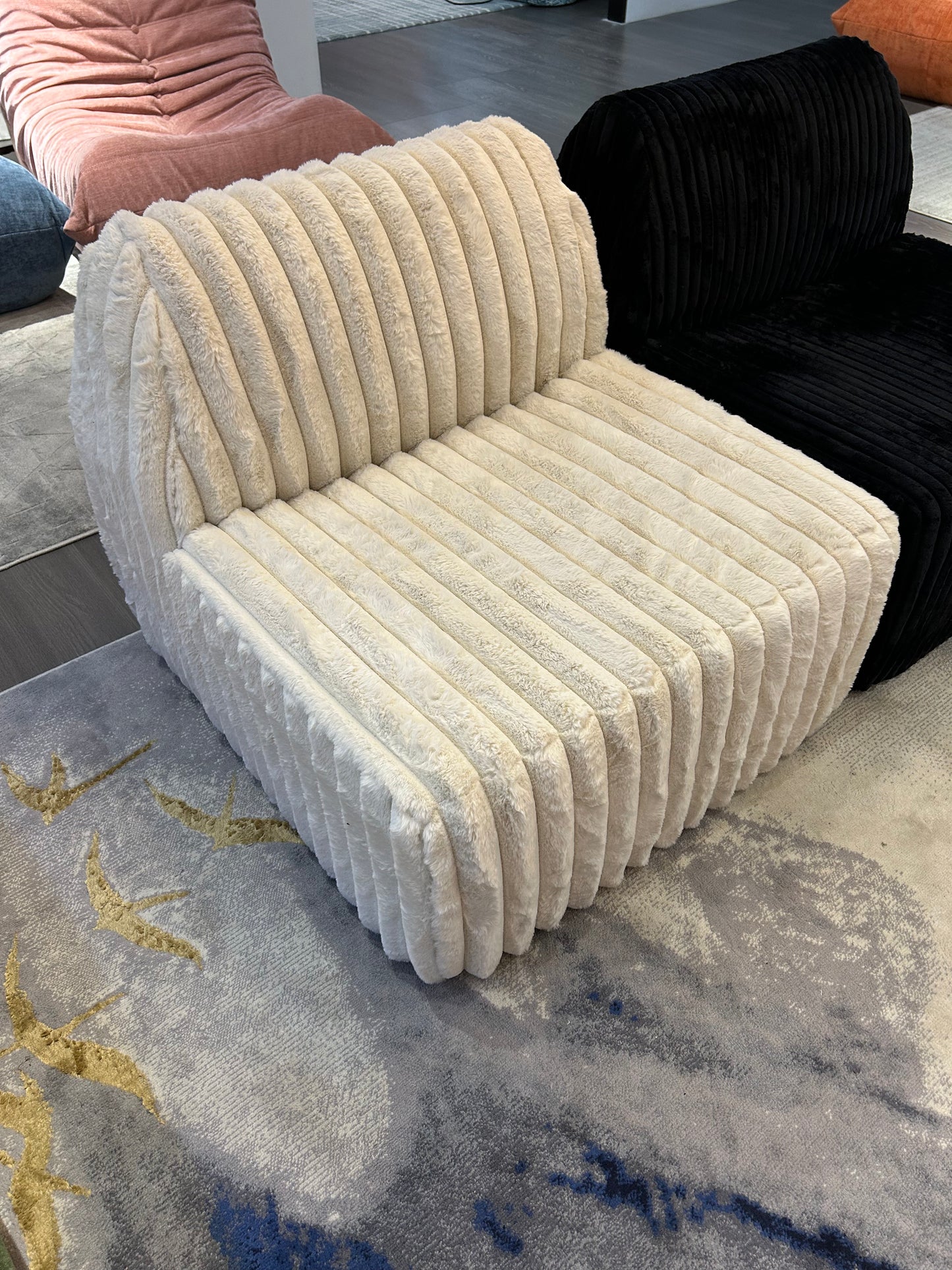 Single Seat Rabbit Velvet Sofa